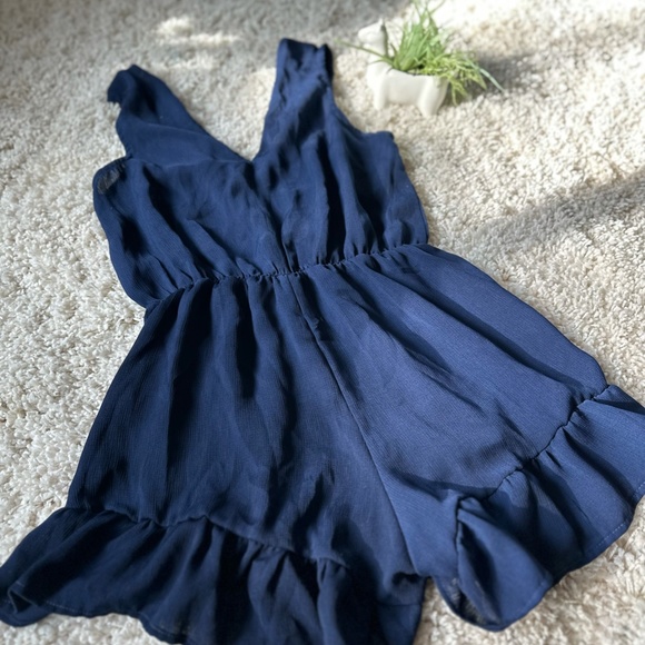 Parc & Lex navy blue frilly short adorable cute summer spring romper one… - Picture 2 of 4
